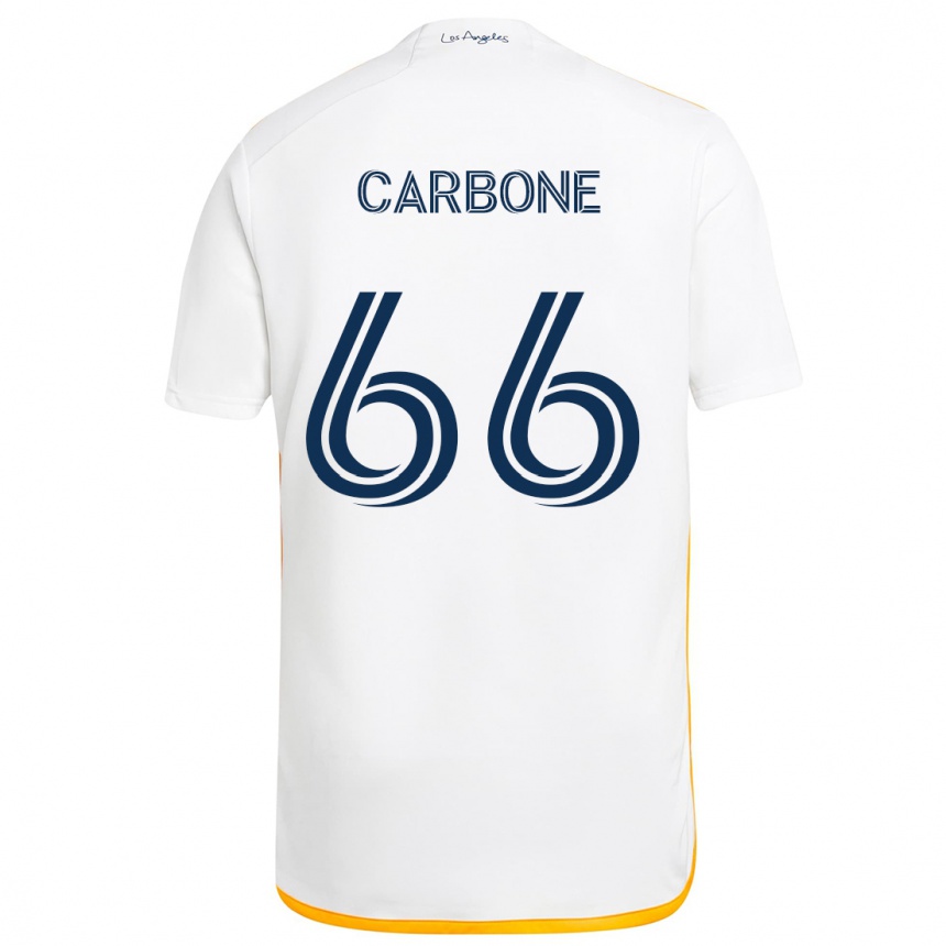 Hombre Fútbol Camiseta Matteo Carbone #66 Blanco Amarillo 1ª Equipación 2024/25 Perú