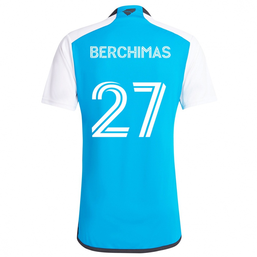 Hombre Fútbol Camiseta Nimfasha Berchimas #27 Azul Blanco 1ª Equipación 2024/25 Perú