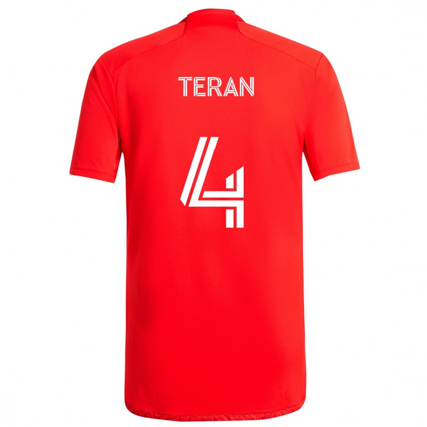 Hombre Fútbol Camiseta Carlos Terán #4 Rojo Blanco 1ª Equipación 2024/25 Perú