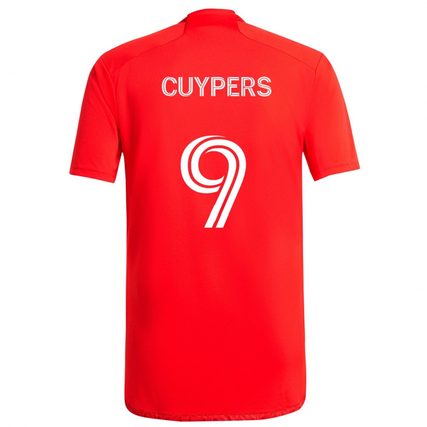 Hombre Fútbol Camiseta Hugo Cuypers #9 Rojo Blanco 1ª Equipación 2024/25 Perú