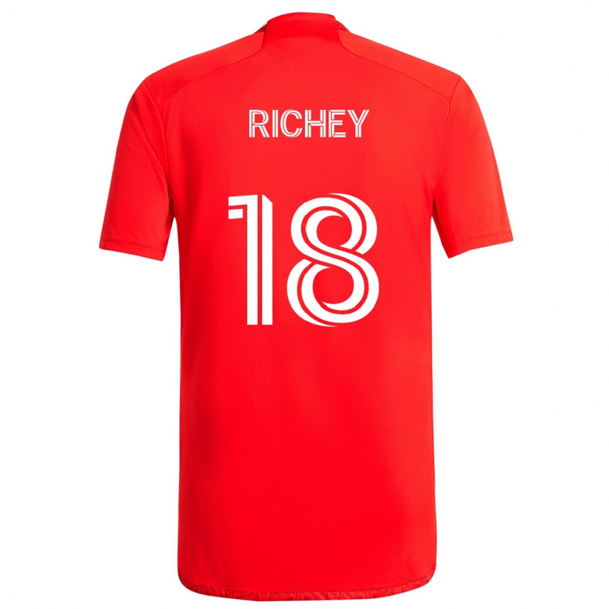 Hombre Fútbol Camiseta Spencer Richey #18 Rojo Blanco 1ª Equipación 2024/25 Perú