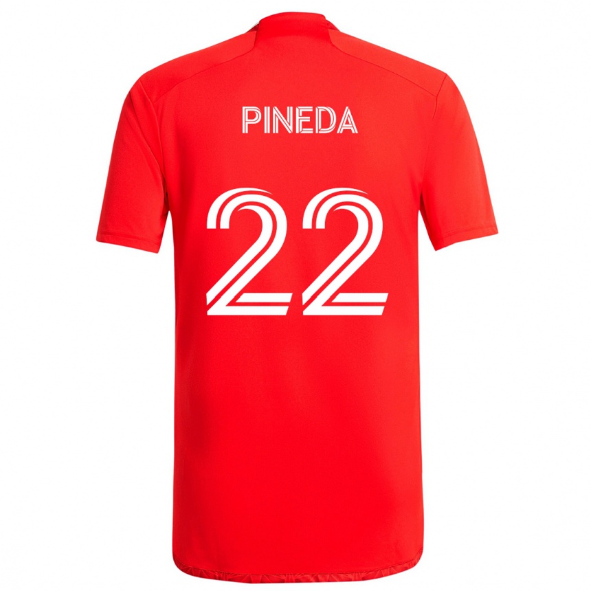 Hombre Fútbol Camiseta Mauricio Pineda #22 Rojo Blanco 1ª Equipación 2024/25 Perú