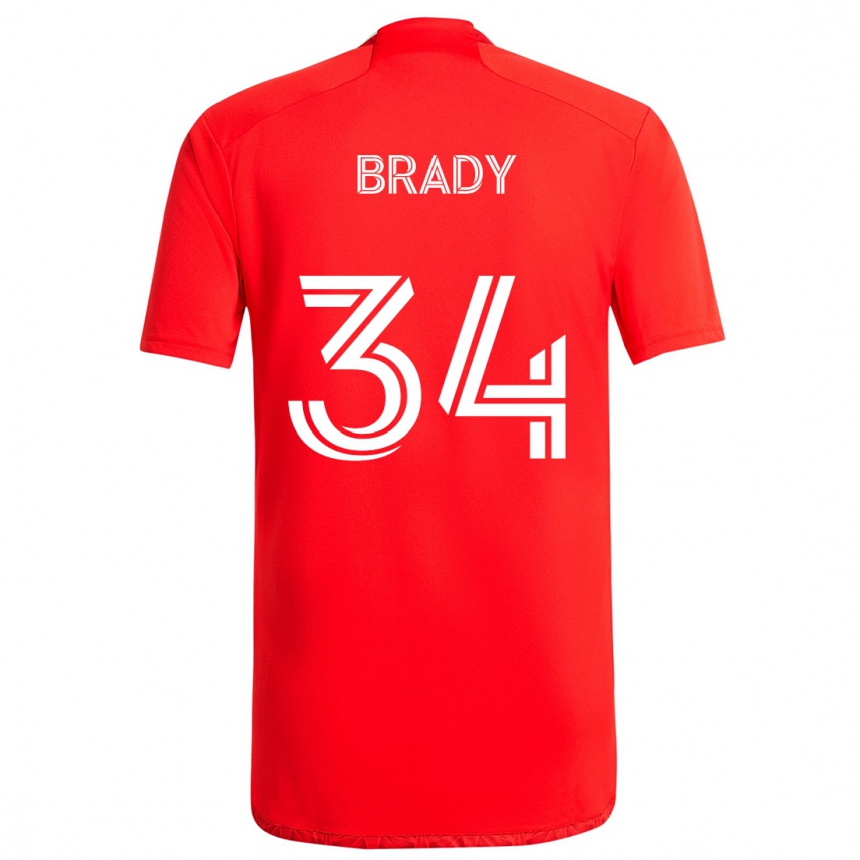 Hombre Fútbol Camiseta Chris Brady #34 Rojo Blanco 1ª Equipación 2024/25 Perú