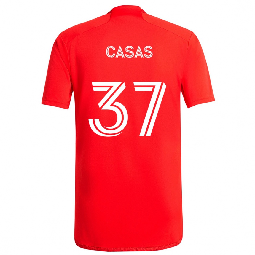 Hombre Fútbol Camiseta Javier Casas #37 Rojo Blanco 1ª Equipación 2024/25 Perú