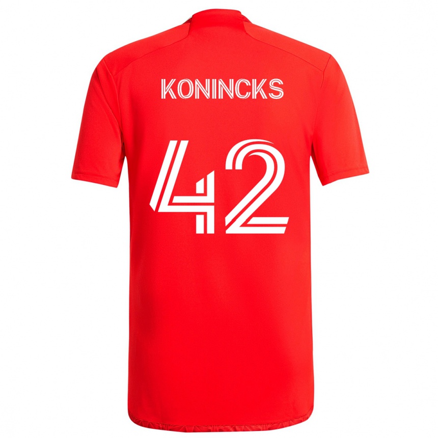 Hombre Fútbol Camiseta Diego Konincks #42 Rojo Blanco 1ª Equipación 2024/25 Perú