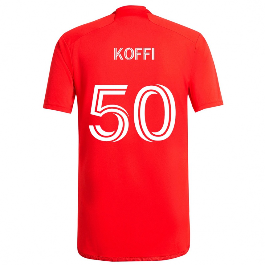 Hombre Fútbol Camiseta Christian Koffi #50 Rojo Blanco 1ª Equipación 2024/25 Perú