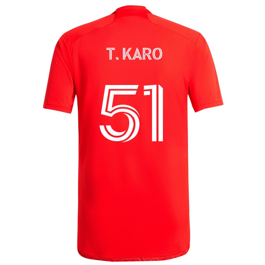 Hombre Fútbol Camiseta David Tchétchao Karo #51 Rojo Blanco 1ª Equipación 2024/25 Perú