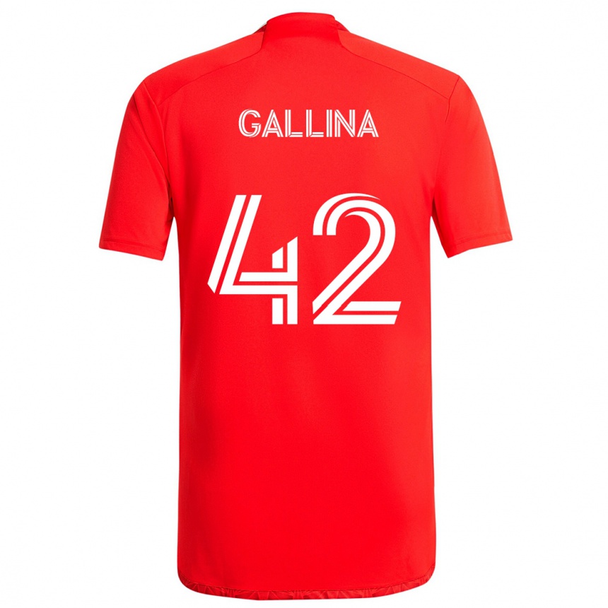 Hombre Fútbol Camiseta Henrique Gallina #42 Rojo Blanco 1ª Equipación 2024/25 Perú