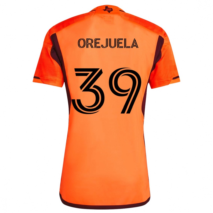 Hombre Fútbol Camiseta Jesus Orejuela #39 Naranja Negro 1ª Equipación 2024/25 Perú