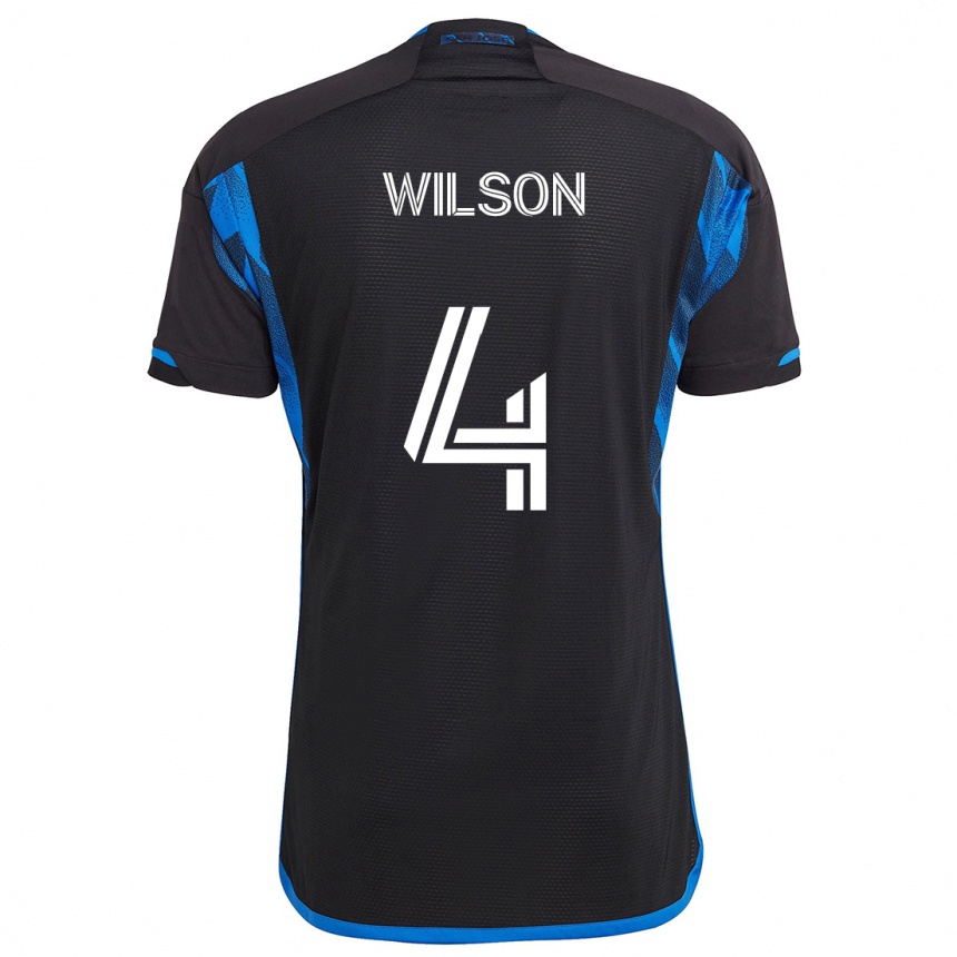 Hombre Fútbol Camiseta Bruno Wilson #4 Azul Negro 1ª Equipación 2024/25 Perú