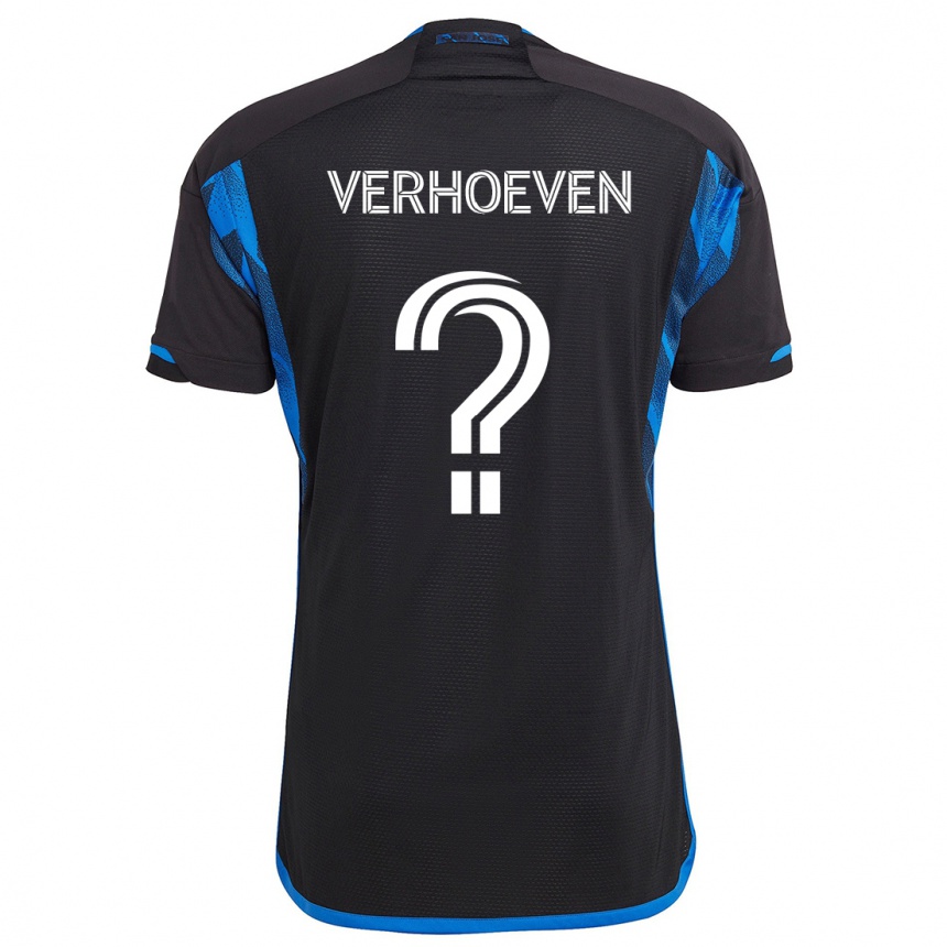 Hombre Fútbol Camiseta Oscar Verhoeven #0 Azul Negro 1ª Equipación 2024/25 Perú