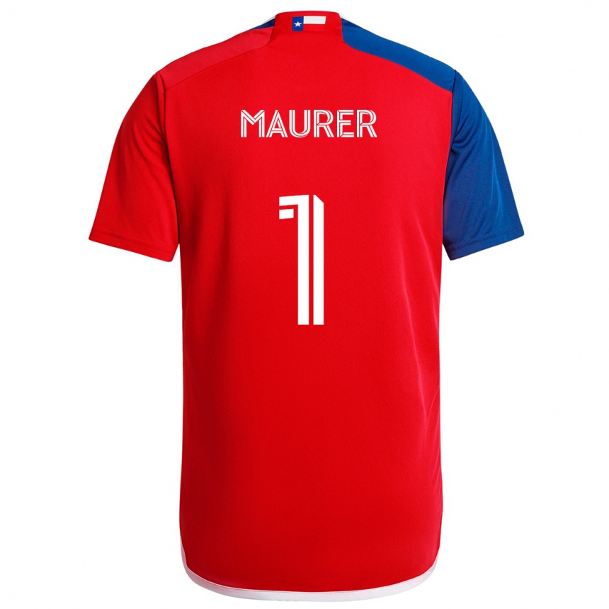 Hombre Fútbol Camiseta Jimmy Maurer #1 Azul Rojo 1ª Equipación 2024/25 Perú