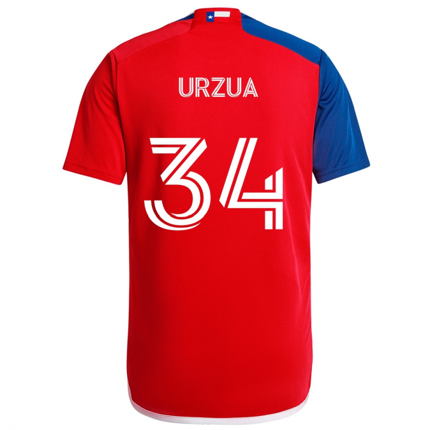 Hombre Fútbol Camiseta Alejandro Urzua #34 Azul Rojo 1ª Equipación 2024/25 Perú