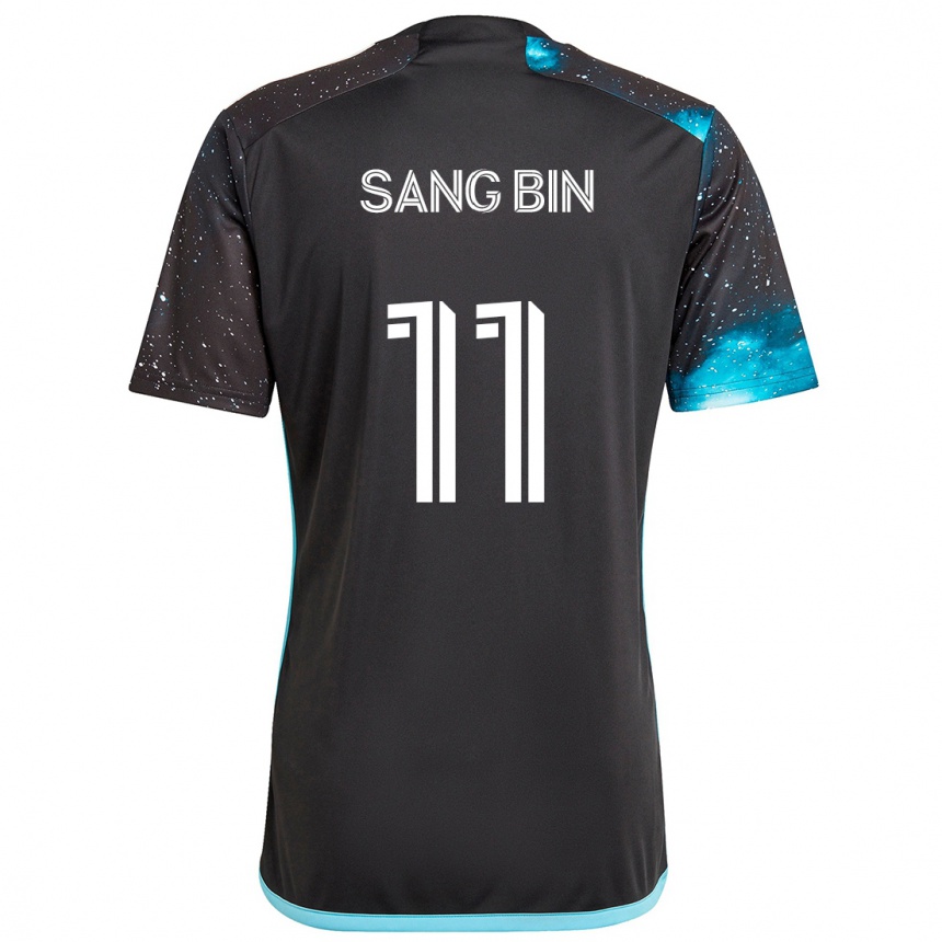 Hombre Fútbol Camiseta Sang-Bin Jeong #11 Azul Negro 1ª Equipación 2024/25 Perú