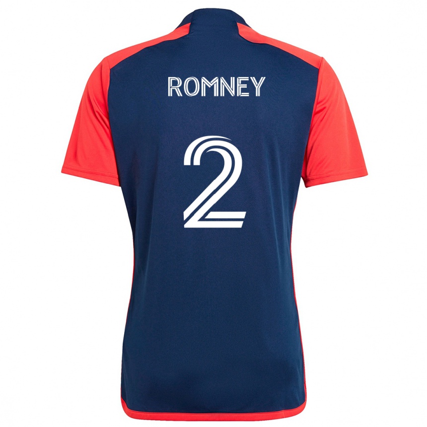 Hombre Fútbol Camiseta Dave Romney #2 Azul Rojo 1ª Equipación 2024/25 Perú