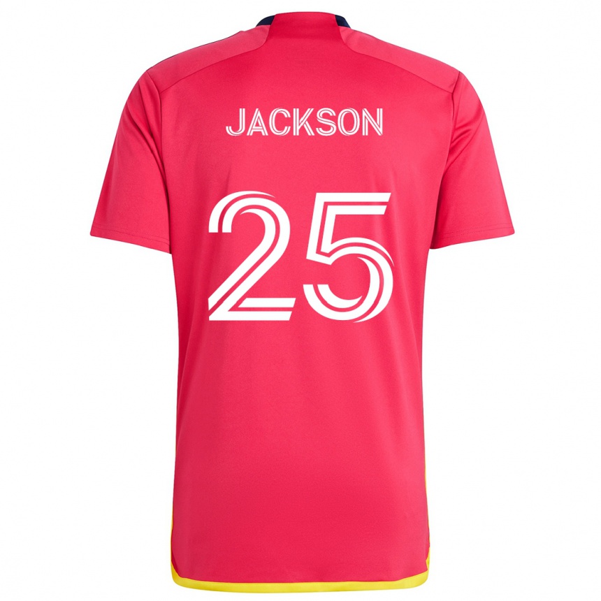 Hombre Fútbol Camiseta Aziel Jackson #25 Rojo Azul 1ª Equipación 2024/25 Perú