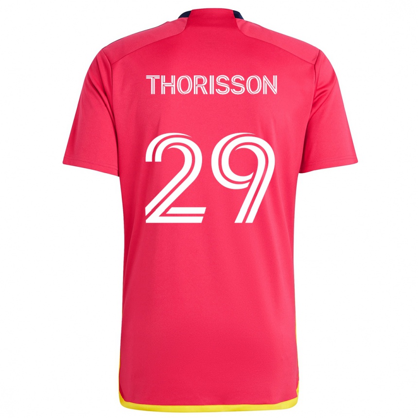 Hombre Fútbol Camiseta Nökkvi Thórisson #29 Rojo Azul 1ª Equipación 2024/25 Perú