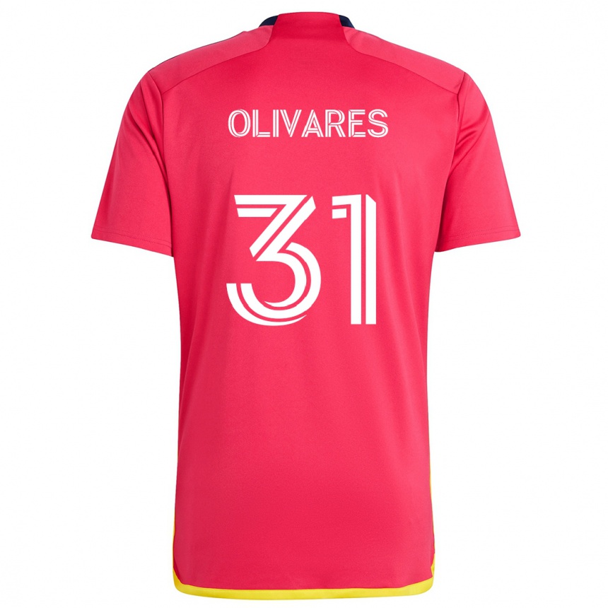 Hombre Fútbol Camiseta Christian Olivares #31 Rojo Azul 1ª Equipación 2024/25 Perú