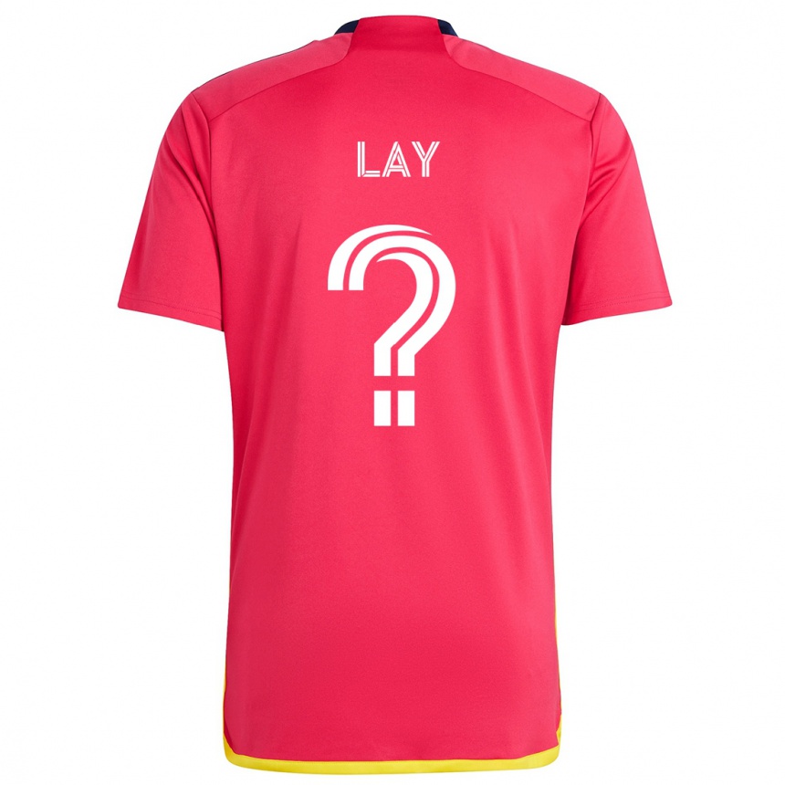 Hombre Fútbol Camiseta Mikey Lay #0 Rojo Azul 1ª Equipación 2024/25 Perú