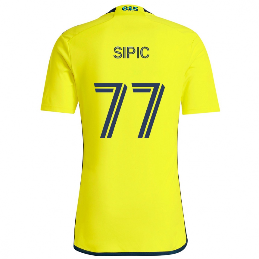 Hombre Fútbol Camiseta Adem Sipić #77 Amarillo Azul 1ª Equipación 2024/25 Perú