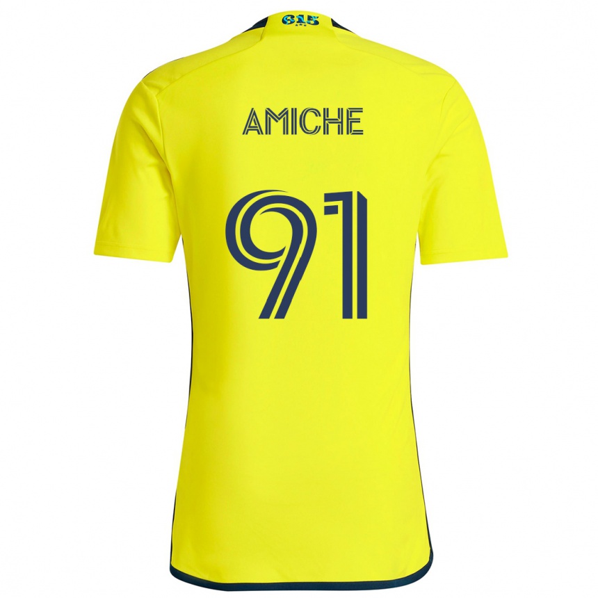 Hombre Fútbol Camiseta Kemy Amiche #91 Amarillo Azul 1ª Equipación 2024/25 Perú