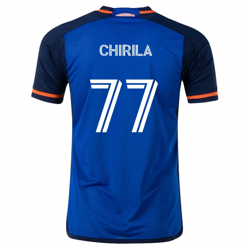 Hombre Fútbol Camiseta Stefan Chirila #77 Azul Blanco 1ª Equipación 2024/25 Perú