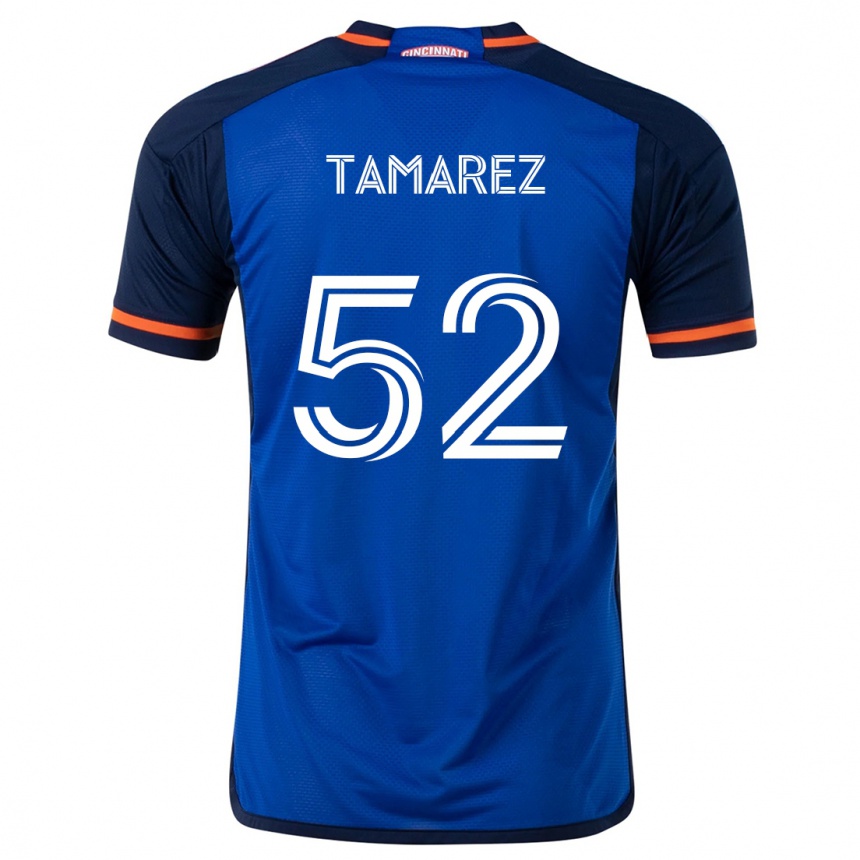 Hombre Fútbol Camiseta Lucas Tamarez #52 Azul Blanco 1ª Equipación 2024/25 Perú