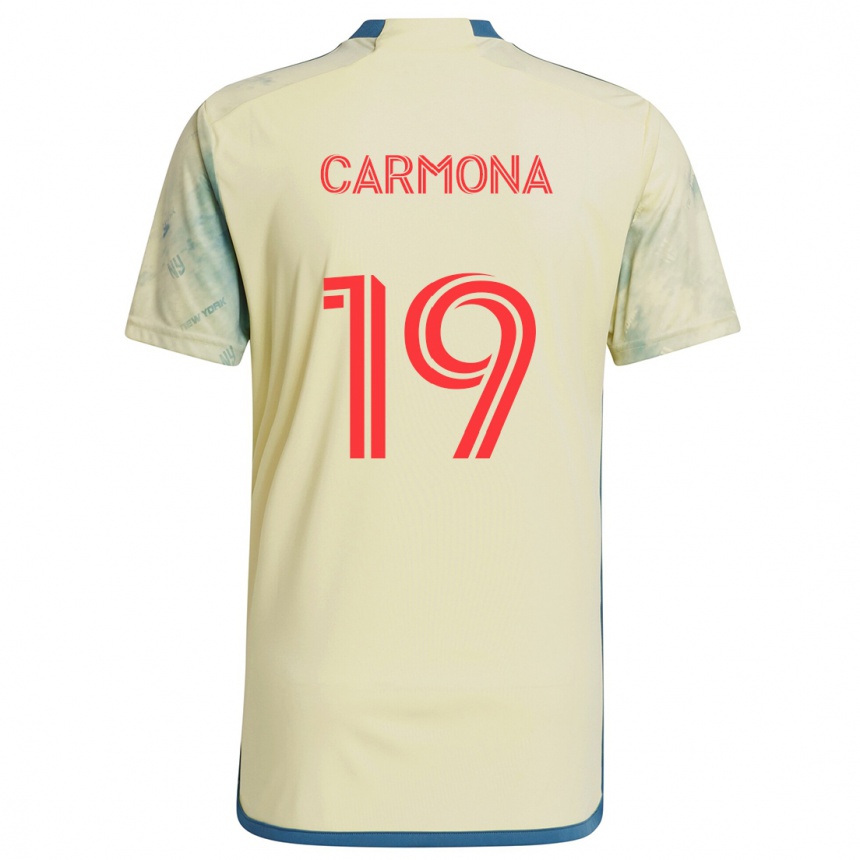 Hombre Fútbol Camiseta Wikelman Carmona #19 Amarillo Rojo Azul 1ª Equipación 2024/25 Perú