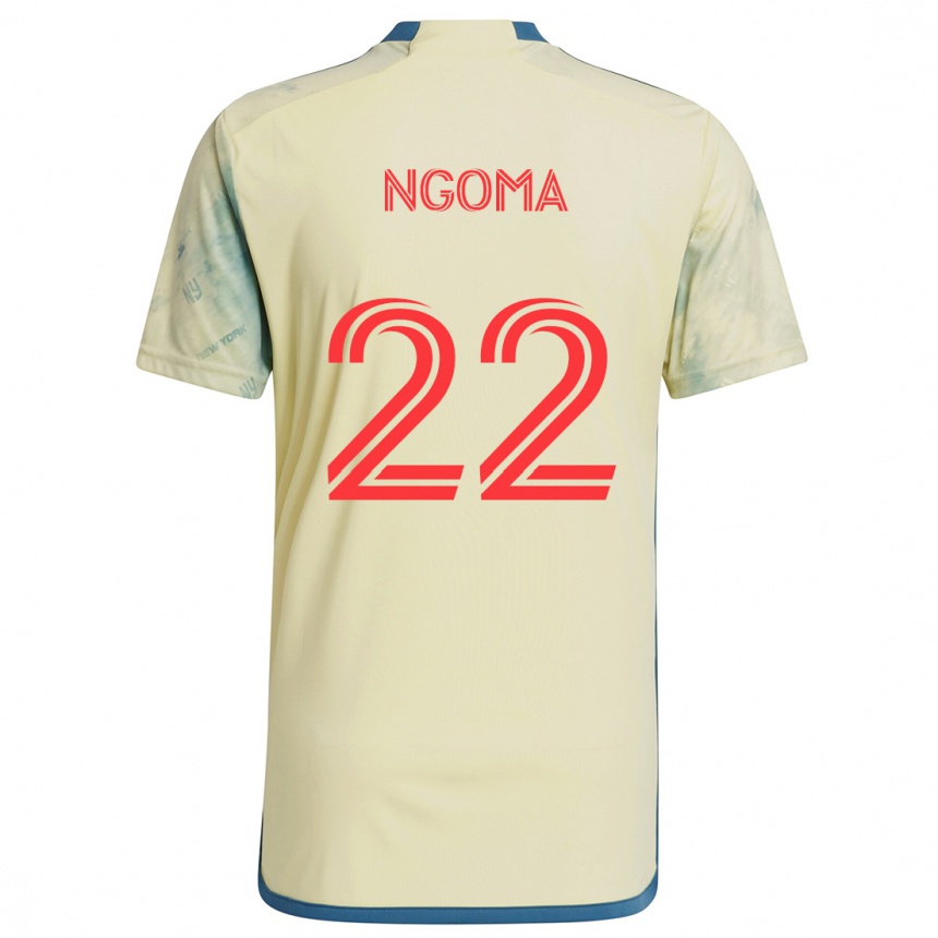 Hombre Fútbol Camiseta Serge Ngoma #22 Amarillo Rojo Azul 1ª Equipación 2024/25 Perú