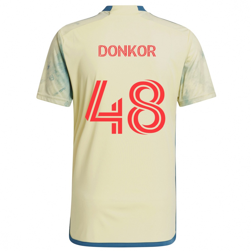 Hombre Fútbol Camiseta Ronald Donkor #48 Amarillo Rojo Azul 1ª Equipación 2024/25 Perú