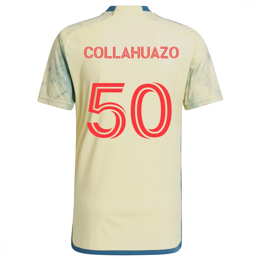 Hombre Fútbol Camiseta Jair Collahuazo #50 Amarillo Rojo Azul 1ª Equipación 2024/25 Perú