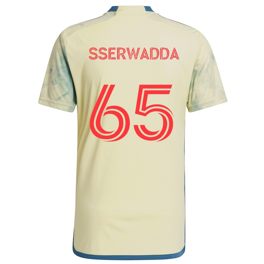 Hombre Fútbol Camiseta Steven Sserwadda #65 Amarillo Rojo Azul 1ª Equipación 2024/25 Perú