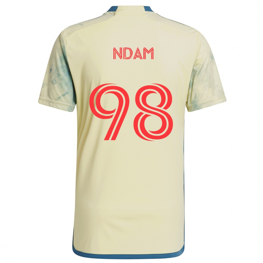 Hombre Fútbol Camiseta Hassan Ndam #98 Amarillo Rojo Azul 1ª Equipación 2024/25 Perú