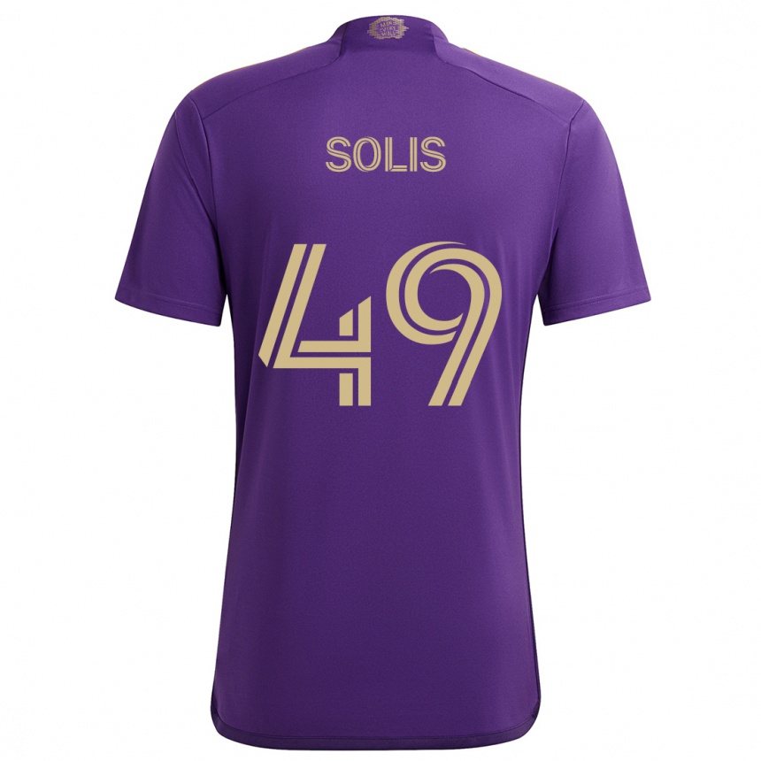 Hombre Fútbol Camiseta Jhon Solís #49 Púrpura Amarillo 1ª Equipación 2024/25 Perú