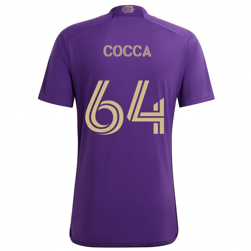 Hombre Fútbol Camiseta Manuel Cocca #64 Púrpura Amarillo 1ª Equipación 2024/25 Perú