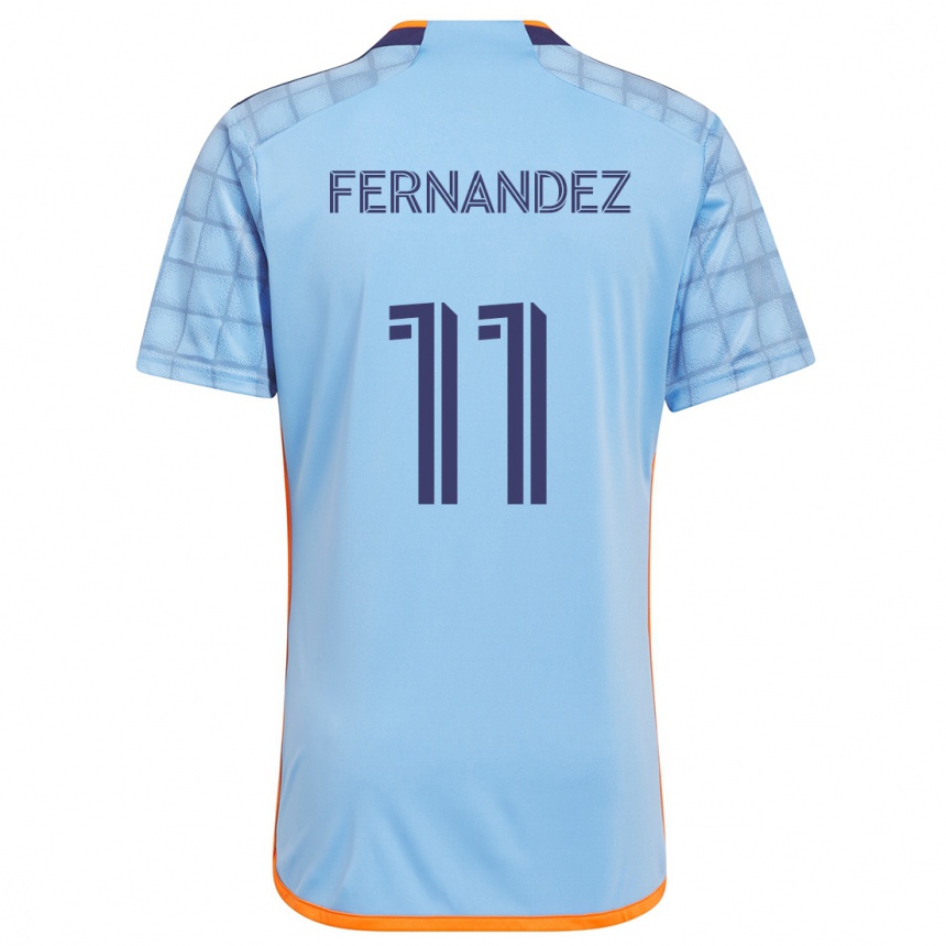 Hombre Fútbol Camiseta Julián Fernández #11 Azul Naranja 1ª Equipación 2024/25 Perú