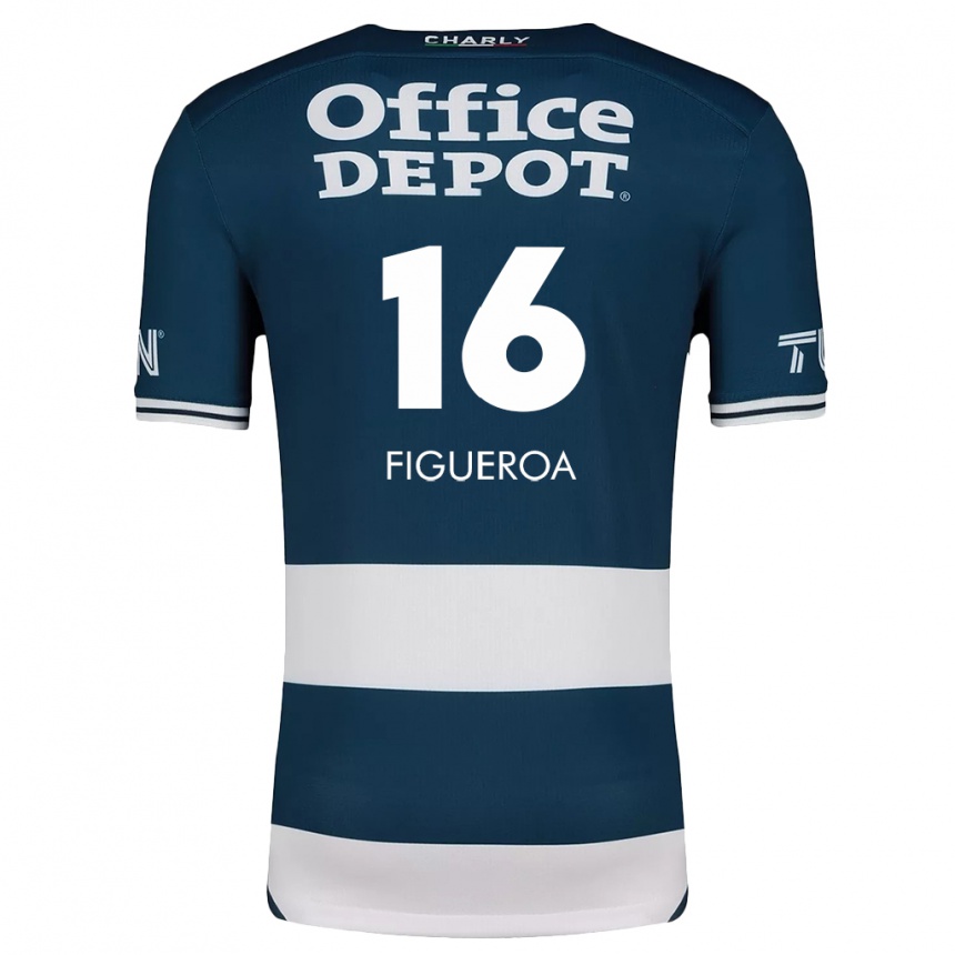 Hombre Fútbol Camiseta Antonio Figueroa #16 Azul Blanco 1ª Equipación 2024/25 Perú