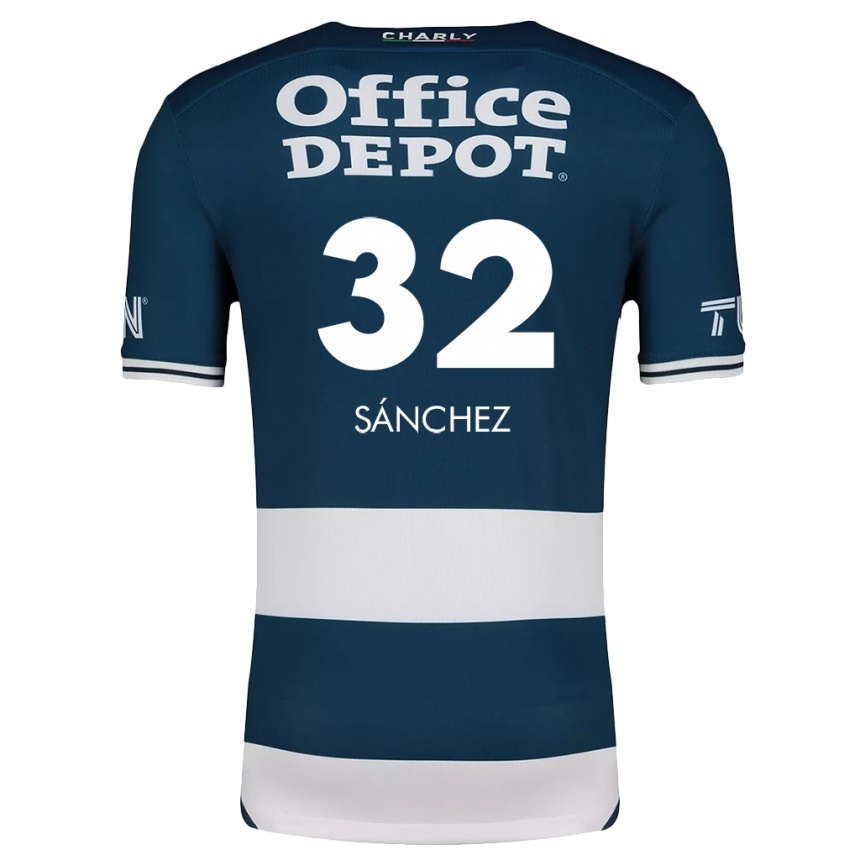 Hombre Fútbol Camiseta Carlos Sánchez #32 Azul Blanco 1ª Equipación 2024/25 Perú