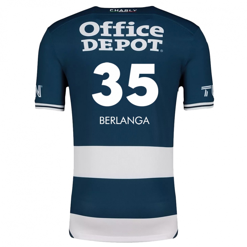 Hombre Fútbol Camiseta Jorge Berlanga #35 Azul Blanco 1ª Equipación 2024/25 Perú