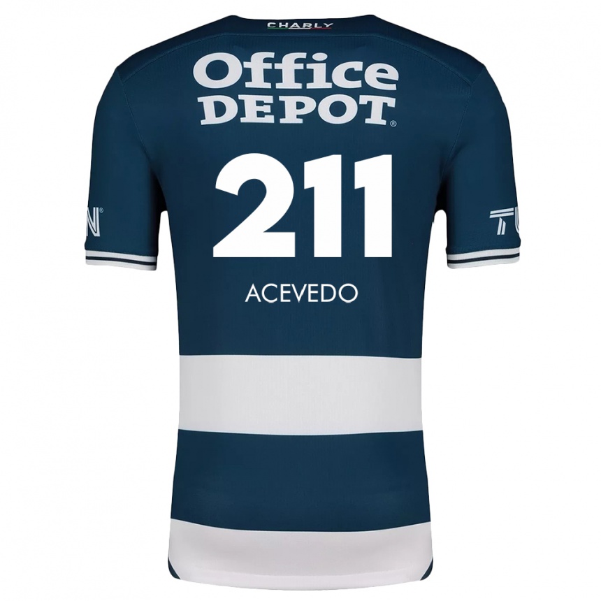 Hombre Fútbol Camiseta Gerardo Acevedo #211 Azul Blanco 1ª Equipación 2024/25 Perú