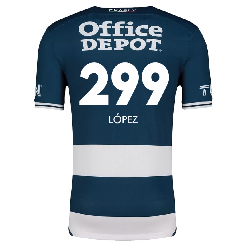 Hombre Fútbol Camiseta Santiago López #299 Azul Blanco 1ª Equipación 2024/25 Perú