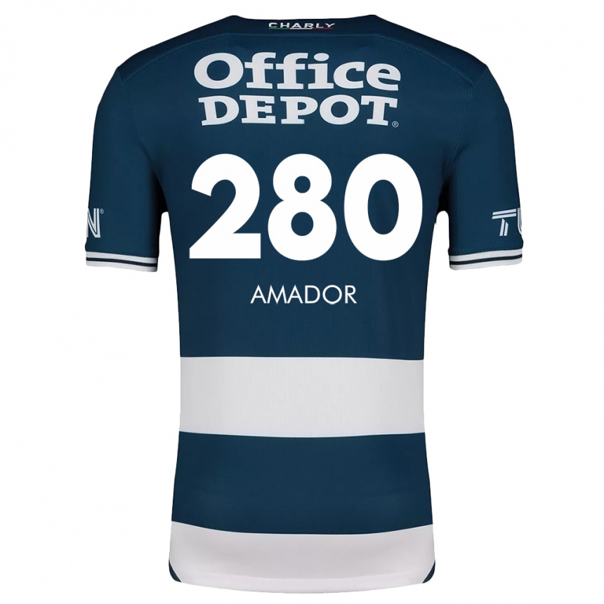 Hombre Fútbol Camiseta Santiago Amador #280 Azul Blanco 1ª Equipación 2024/25 Perú