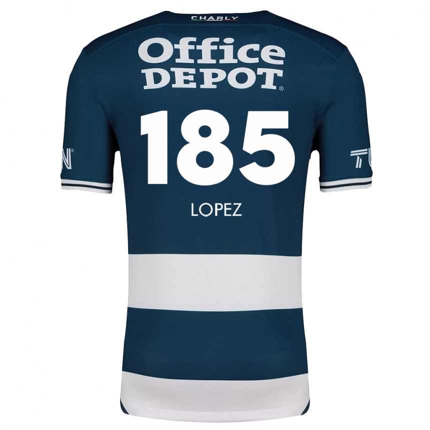 Hombre Fútbol Camiseta René López #185 Azul Blanco 1ª Equipación 2024/25 Perú