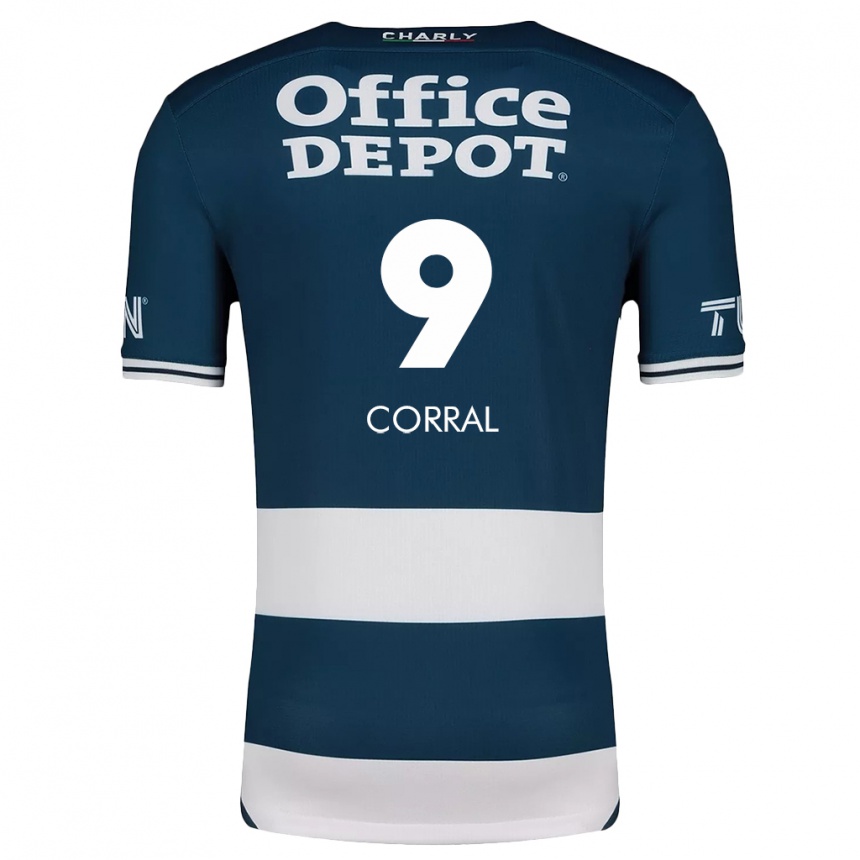 Hombre Fútbol Camiseta Charlyn Corral #9 Azul Blanco 1ª Equipación 2024/25 Perú