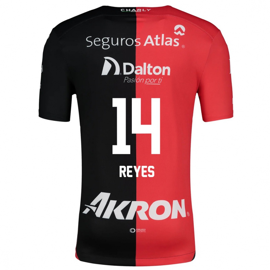 Hombre Fútbol Camiseta Luis Reyes #14 Negro Rojo 1ª Equipación 2024/25 Perú