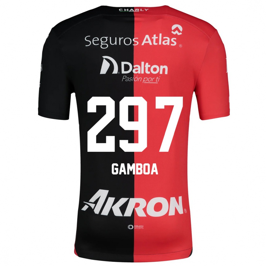 Hombre Fútbol Camiseta Luis Gamboa #297 Negro Rojo 1ª Equipación 2024/25 Perú