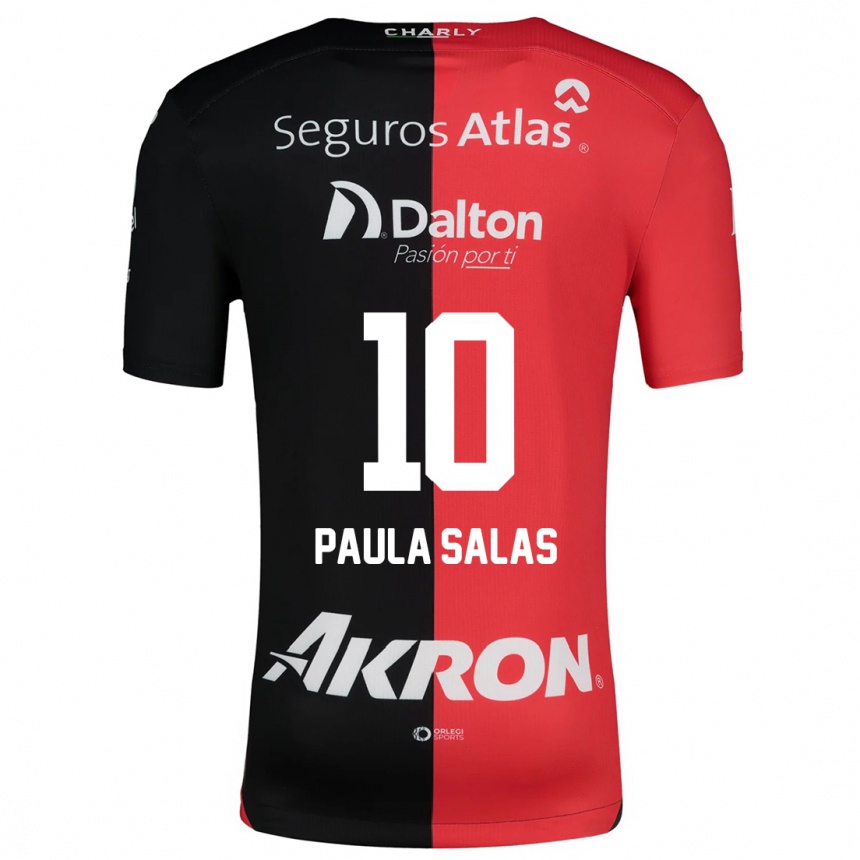 Hombre Fútbol Camiseta María Paula Salas #10 Negro Rojo 1ª Equipación 2024/25 Perú