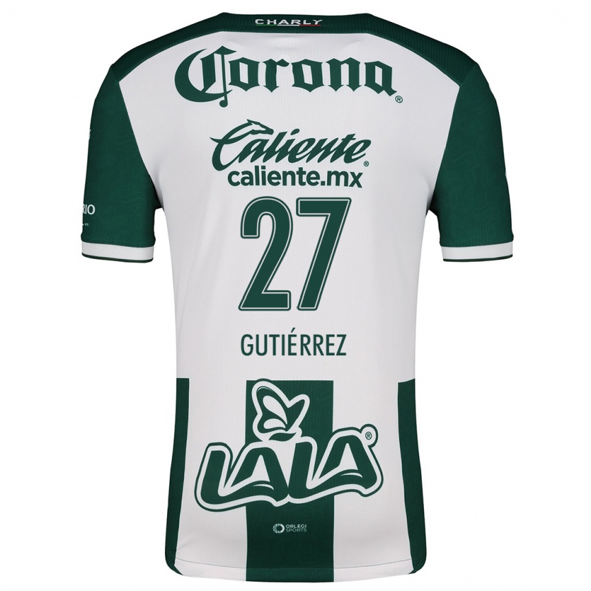 Hombre Fútbol Camiseta Luis Gutiérrez #27 Verde Blanco 1ª Equipación 2024/25 Perú