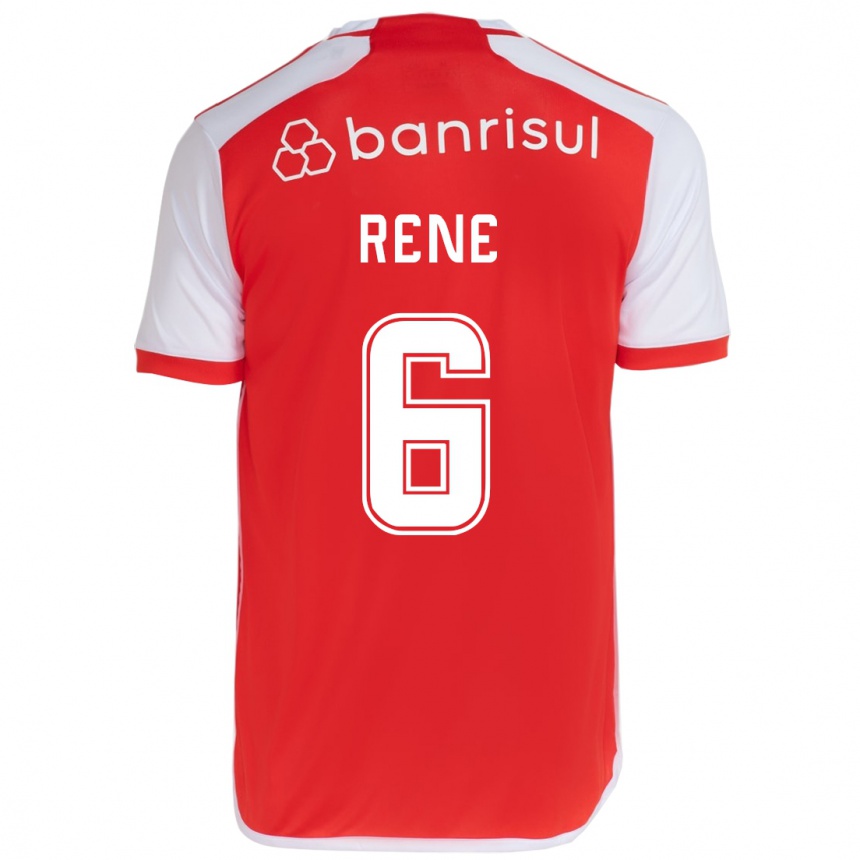 Hombre Fútbol Camiseta Renê #6 Rojo Blanco 1ª Equipación 2024/25 Perú