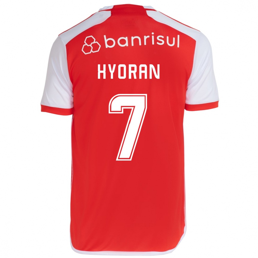 Hombre Fútbol Camiseta Hyoran #7 Rojo Blanco 1ª Equipación 2024/25 Perú